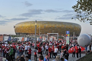The shining new Amber Stadium of Gdánsk